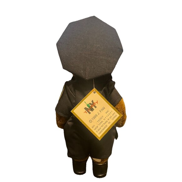 NY Teddy American Hero Police Officer Bear 1999 J. Fan Plush w/ Tags NOS 10” - Picture 6 of 12